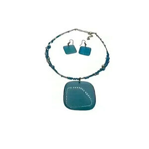 Fused glass necklace and earring set